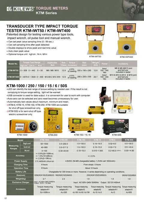 Máy đo lực siết Kilews KTM-1000 chính hãng tại Vector Vina